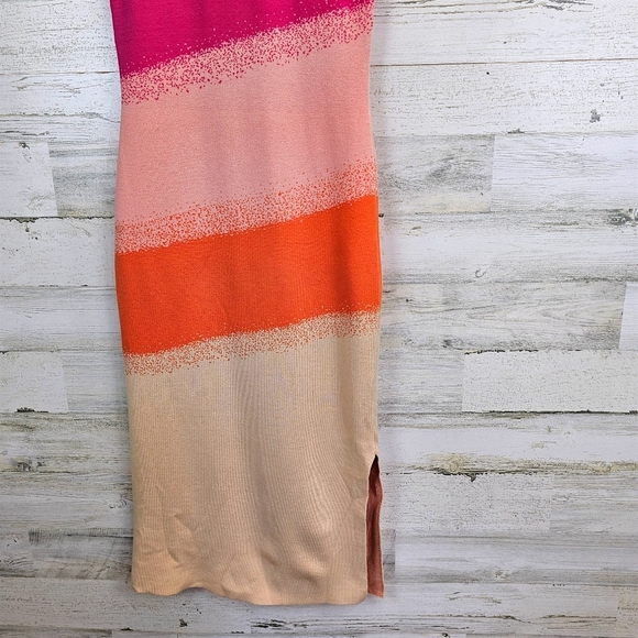 Caché Colorblock Knit Midi Dress Ombre Gradient Bodycon Resort Vacation XS - Picture 10 of 14